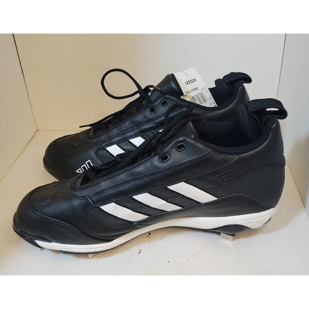 Adidas Excelsior Mid Baseball Cleats Black‎ White Metal Spikes Mens 14